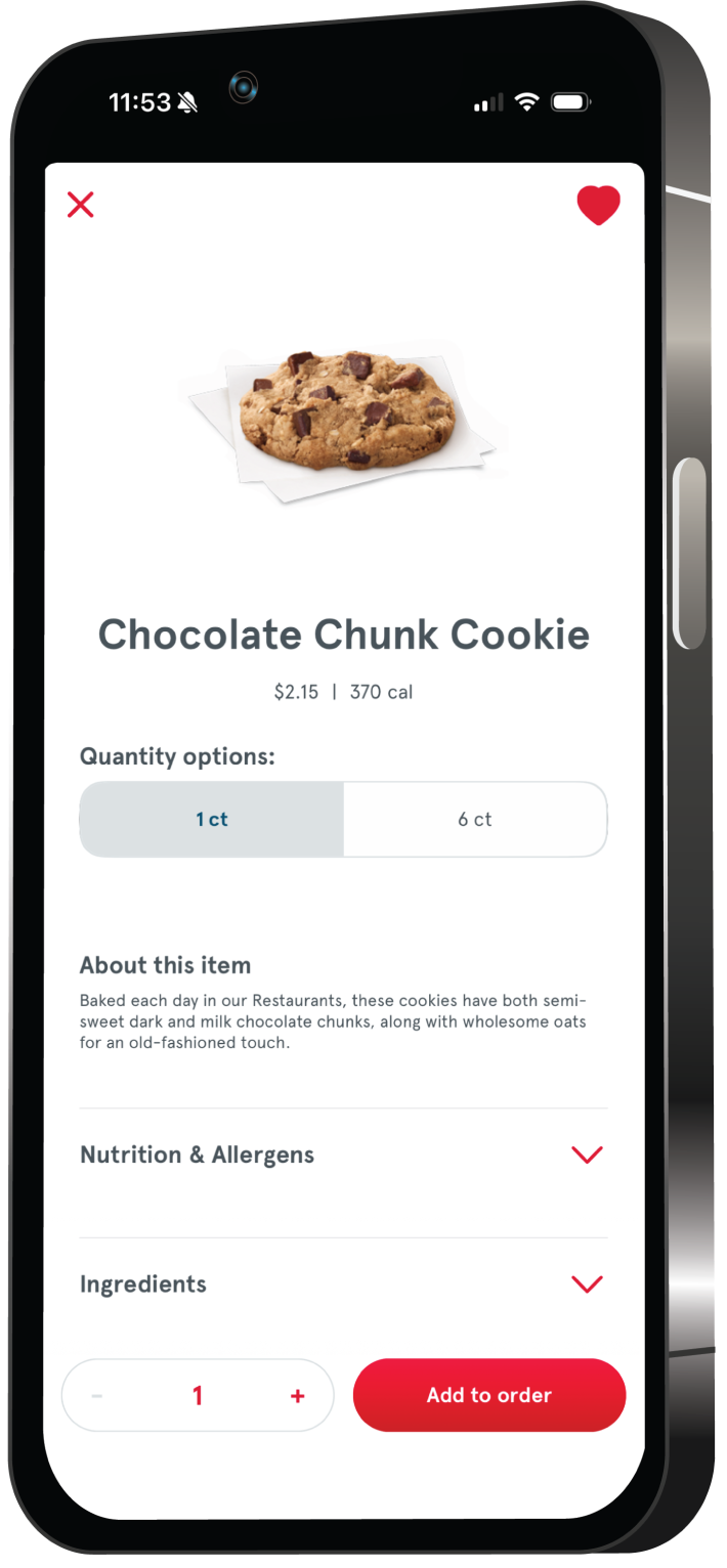 Chick fil a app mockup